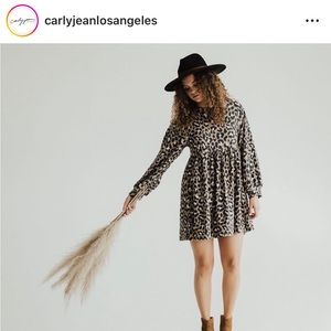 Medium Carly Jean Los Angeles leopard print babydoll dress.